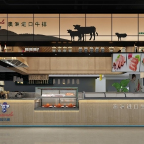 现代牛排店铺3D模型下载